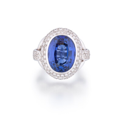 View full screen - View 1 of Lot 98. Poiray | Bague saphir et diamants, "Indra" | Sapphire and diamond ring, 'Indra'.