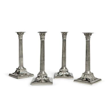 View full screen - View 1 of Lot 28. A Set of Four George III Silver Candlesticks, John Carter II, London, 1774.