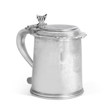 View full screen - View 1 of Lot 486. A William and Mary Large Silver Tankard, St. John Hoyte, London, 1692.