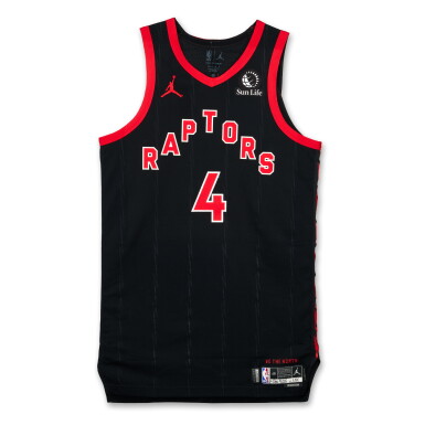 View full screen - View 1 of Lot 20. Scottie Barnes Toronto Raptors 2025-2026 Emirates NBA Cup Game Worn Statement Edition Jersey | Matched to 4 Games .