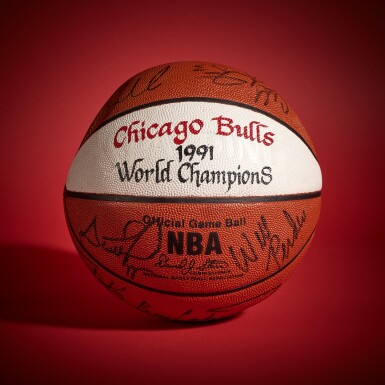 View full screen - View of 1991 Chicago Bulls 'World Champions' Basketball | Signed by Michael Jordan, Scottie Pippen, and Others.