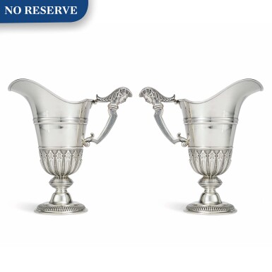 View full screen - View 1 of Lot 241. A PAIR OF FRENCH SIVLER EWERS, TÉTARD, PARIS, 20TH CENTURY.