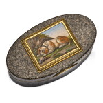 Two gold or hardstone micromosaic snuff boxes, early nineteenth century