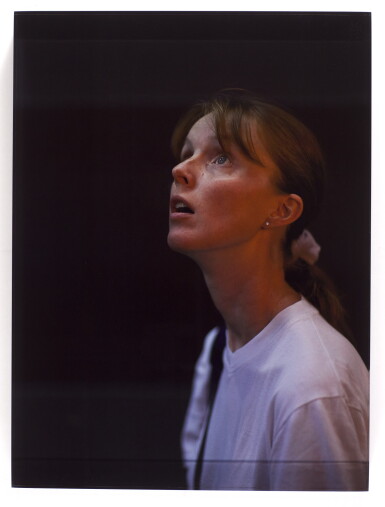 View full screen - View 1 of Lot 5. 'Young Woman in White T-Shirt Looking Up, 42nd Street, NY', 2008.