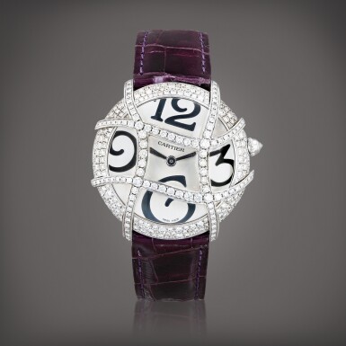 View full screen - View 1 of Lot 474. 'Ronde folle', reference 2991 Montre bracelet en or gris et sertie de diamants | White gold and diamond-set wristwatch Vers 2008 | Circa 2008.