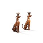 A pair of silver-plated-mounted walnut figural occasional tables, mid-20th century, possibly supplied by Stéphane Boudin of Maison Jansen | Paire de tables d'appoint en noyer et métal argenté, milieu du XXe siècle, possiblement fourni par Stéphane Boudin de Maison Jansen
