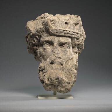 View full screen - View 1 of Lot 122. FRENCH, BURGUNDY, 17TH CENTURY | HEAD OF A BEARDED KING.