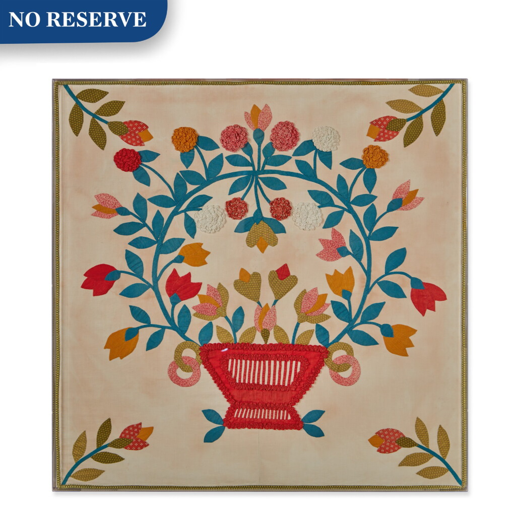 View full screen - View 1 of Lot 368. Appliquéd Cotton 'Basket of Flowers' Crib Quilt, Pennsylvania or Maryland, circa 1870.