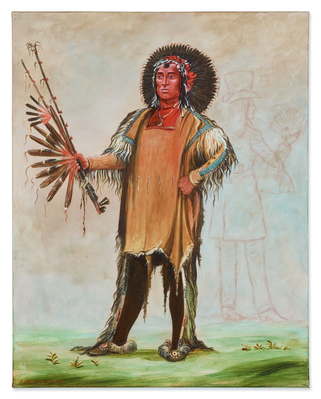 View full screen - View 1 of Lot 316. Ha-Na-Tá-Nu-Maúk (Wolf Chief, Head Chief of the Tribe) with Indian Beau 8,566.