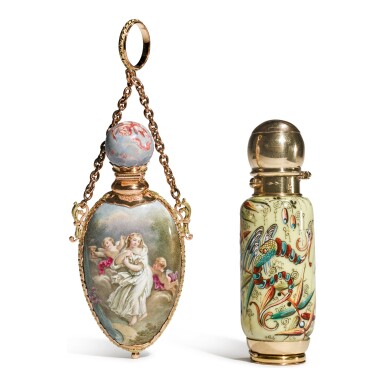 View full screen - View 1 of Lot 335. TWO GOLD-MOUNTED SCENT BOTTLES, LATE 19TH CENTURY.