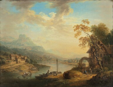 View full screen - View 1 of Lot 58. CHRISTIAN GEORG SCHÜTZ THE ELDER | RIVER LANDSCAPE.