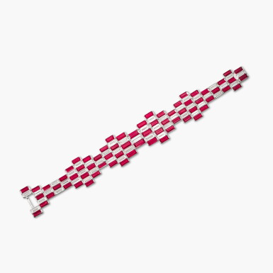View full screen - View 1 of Lot 1624. Ruby and Diamond Bracelet | 紅寶石 配 鑽石 手鏈.