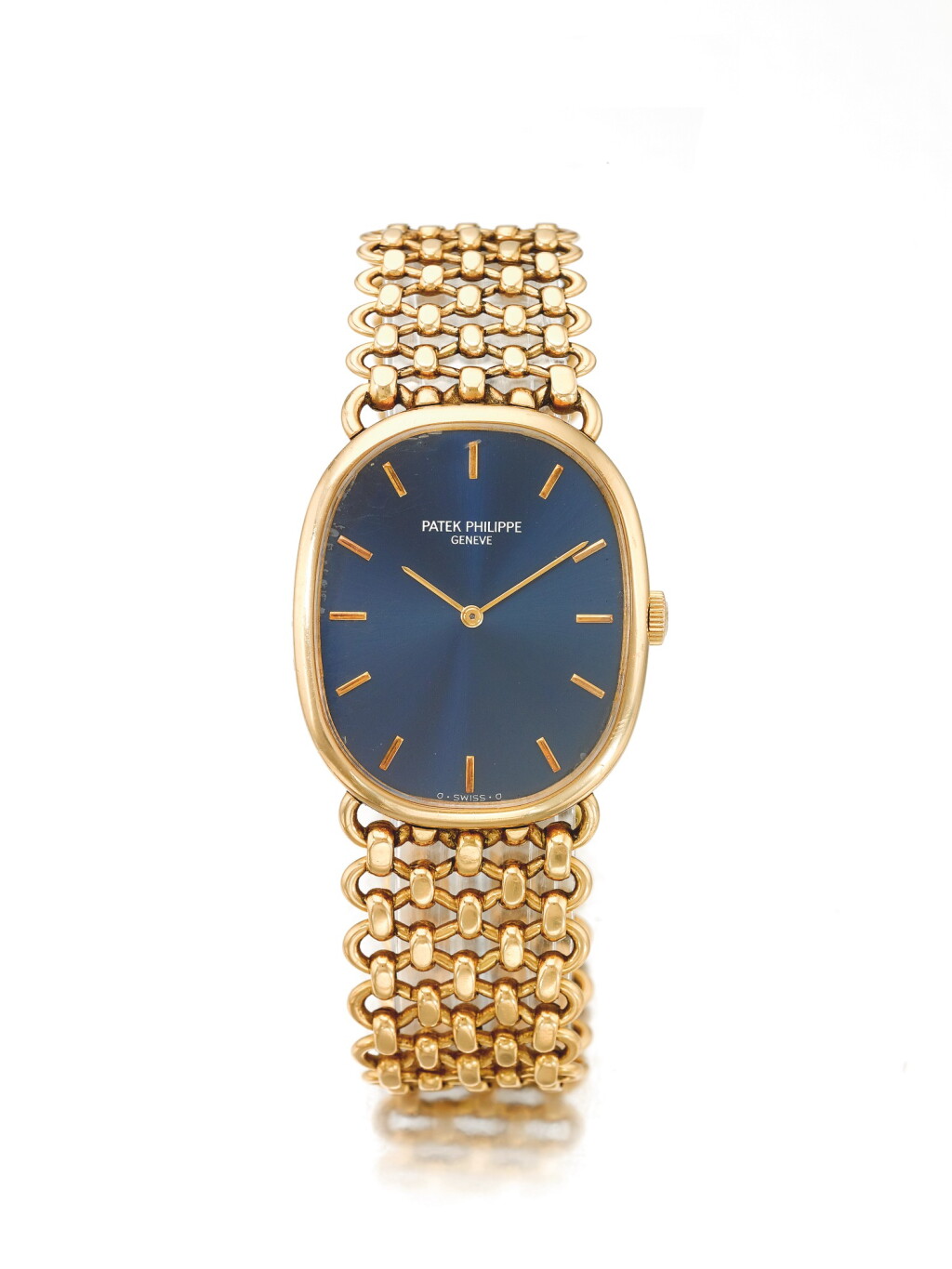 View full screen - View 1 of Lot 172. PATEK PHILIPPE | REF 3848/1 ELLIPSE, A YELLOW GOLD OVAL BRACELET WATCH MADE IN 1975.