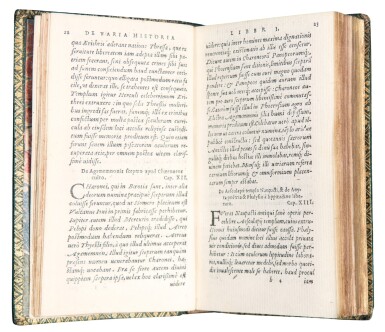 View full screen - View 1 of Lot 6. Thomaeus, Nicholas Leonicus | The 1555 Gryphius edition of De Varia Historia Libri Tres.