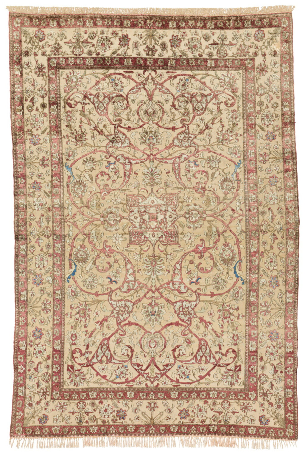 View full screen - View 1 of Lot 287. A SILK SOUF KASHAN CARPET, CENTRAL PERSIA,.