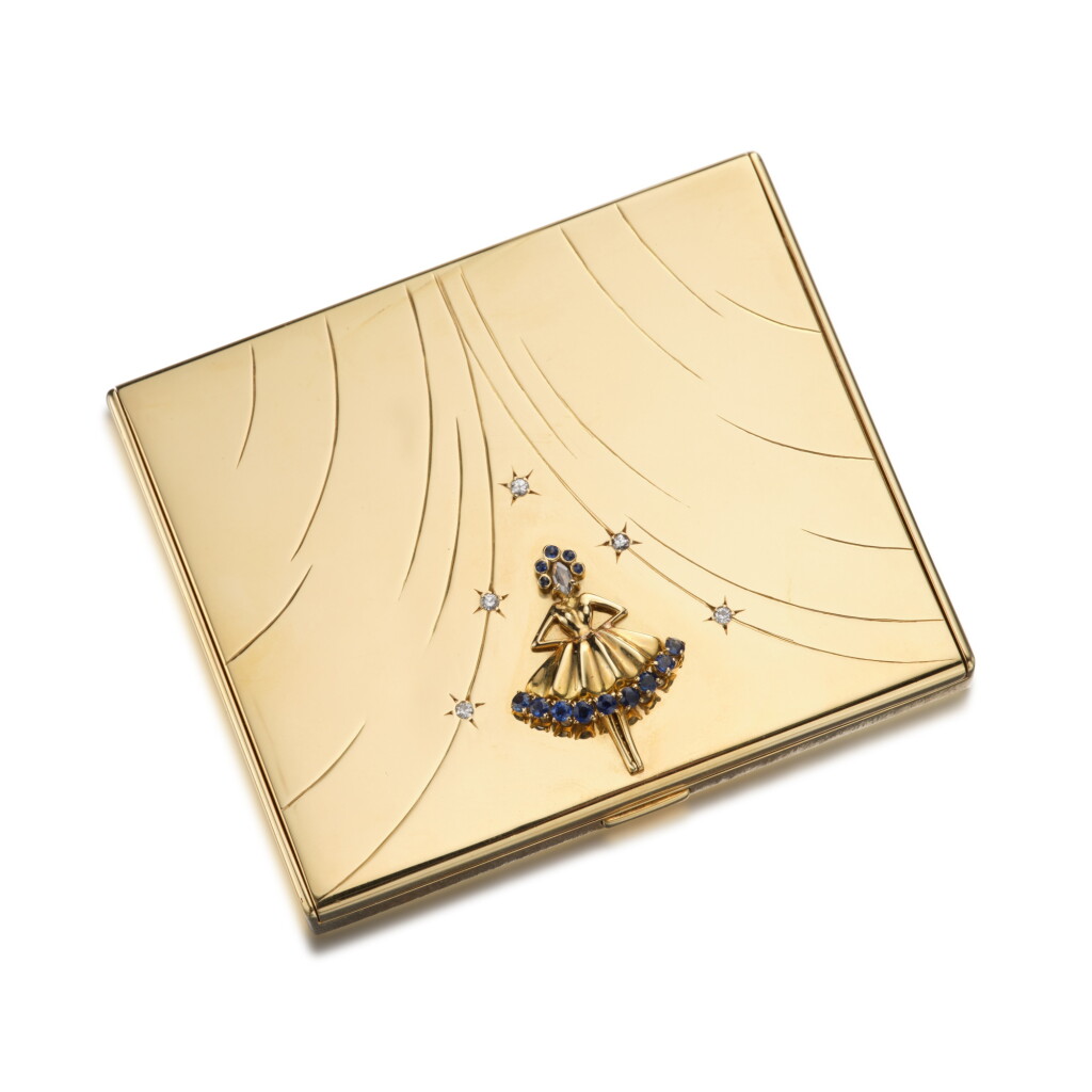 View full screen - View 1 of Lot 3. Gold, Sapphire and Diamond 'Ballerina' Compact.