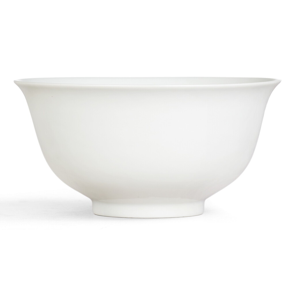 View full screen - View 1 of Lot 3641. A FINE AND RARE TIANBAI ANHUA-DECORATED 'DRAGON' BOWL QING DYNASTY, KANGXI PERIOD | 清康熙 甜白釉暗刻雲龍戲珠紋盌 《永樂年製》仿款.