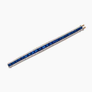 View full screen - View 1 of Lot 1260. Sapphire and Diamond Bracelet | 蒂芙尼 | 藍寶石 配 鑽石手鏈.