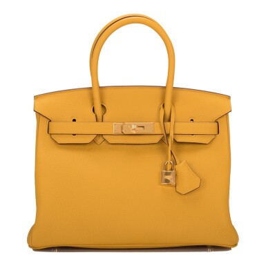 View full screen - View 1 of Lot 8. Hermès Jaune Ambre (Amber) Togo Birkin 30cm Gold Hardware.