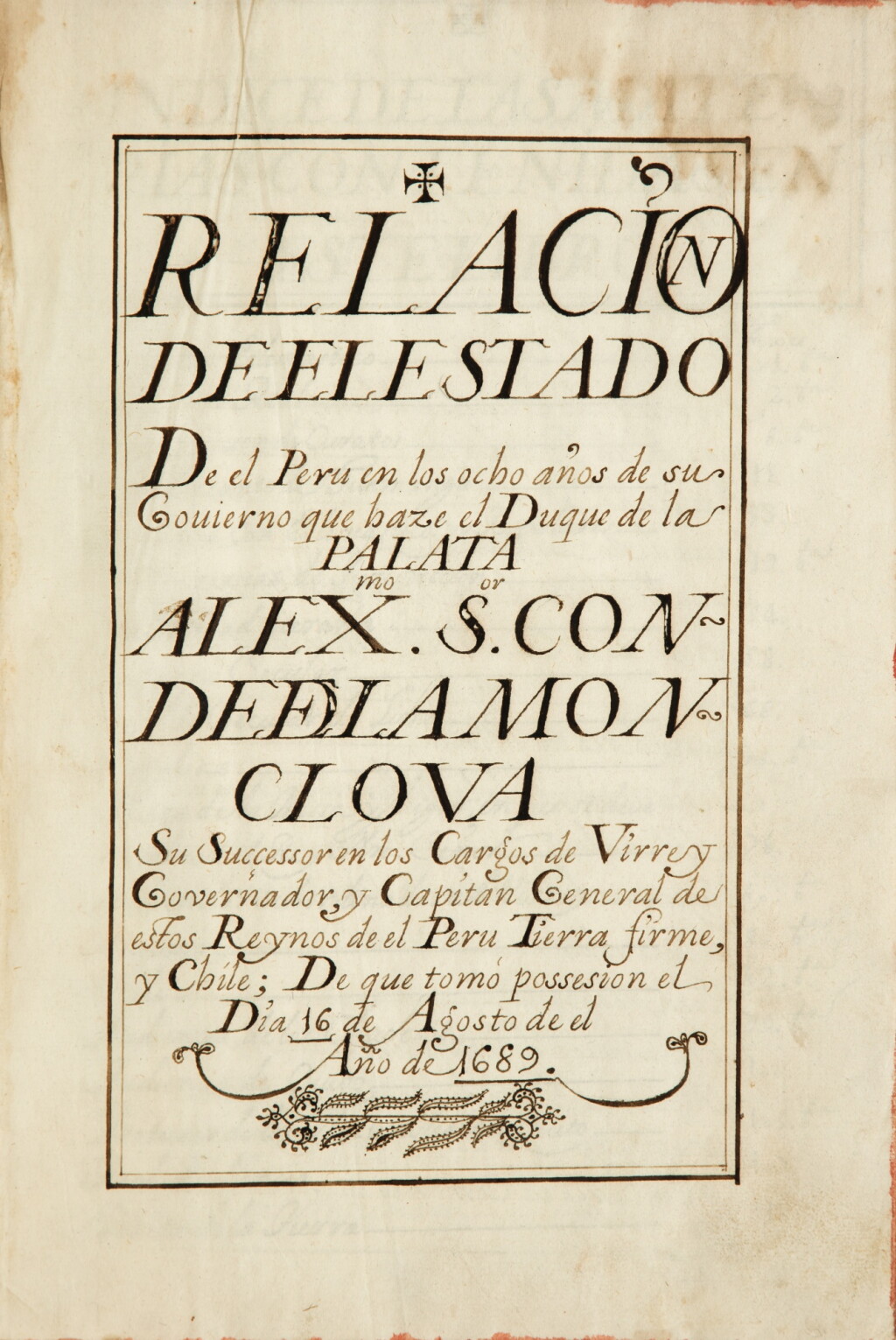 View full screen - View 1 of Lot 55. Relacion de el estado de el Peru. In-folio. In-folio. Rare manuscrit americana, 1681-1689.
