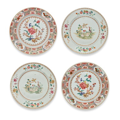View full screen - View 1 of Lot 258. Two pairs of famille-rose dishes, Qing dynasty, early Qianlong period.
