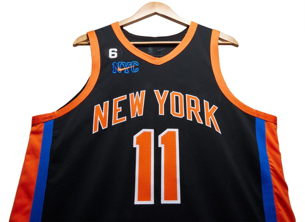 View full screen - View 1 of Lot 9. Jalen Brunson New York Knicks 2022-2023 Game Worn City Edition Jersey.
