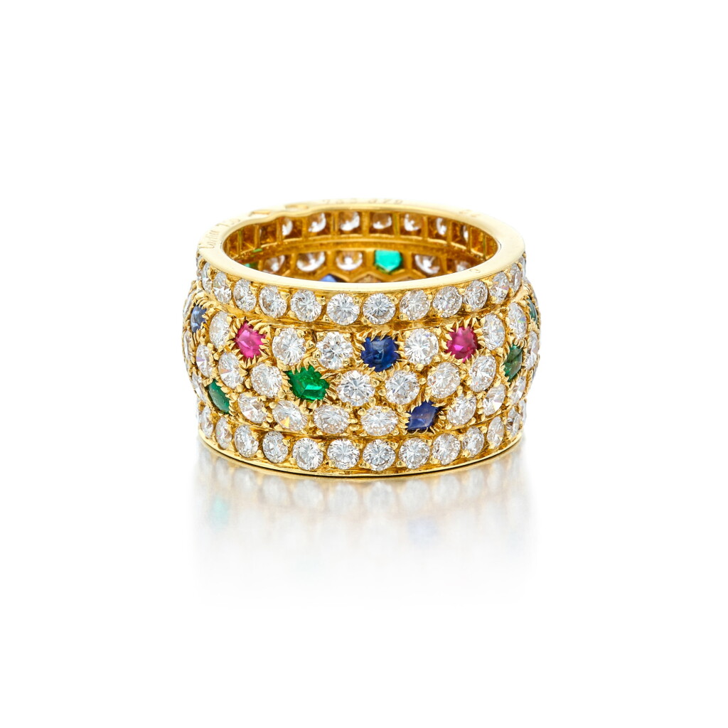 View full screen - View 1 of Lot 174. Colored Stone and Diamond 'Nigeria' Band Ring, France.