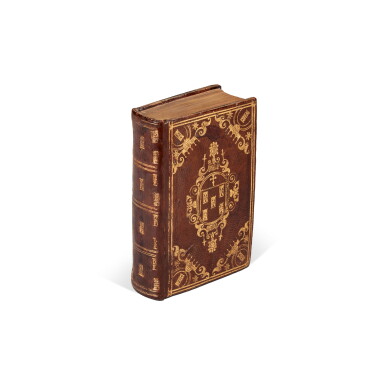View full screen - View 1 of Lot 1084. Dionysius Carthusianus, Liber utilissimus de quatuor hominis novissimis, Cologne, 1602, contemporary Roman brown morocco for the Torres family.