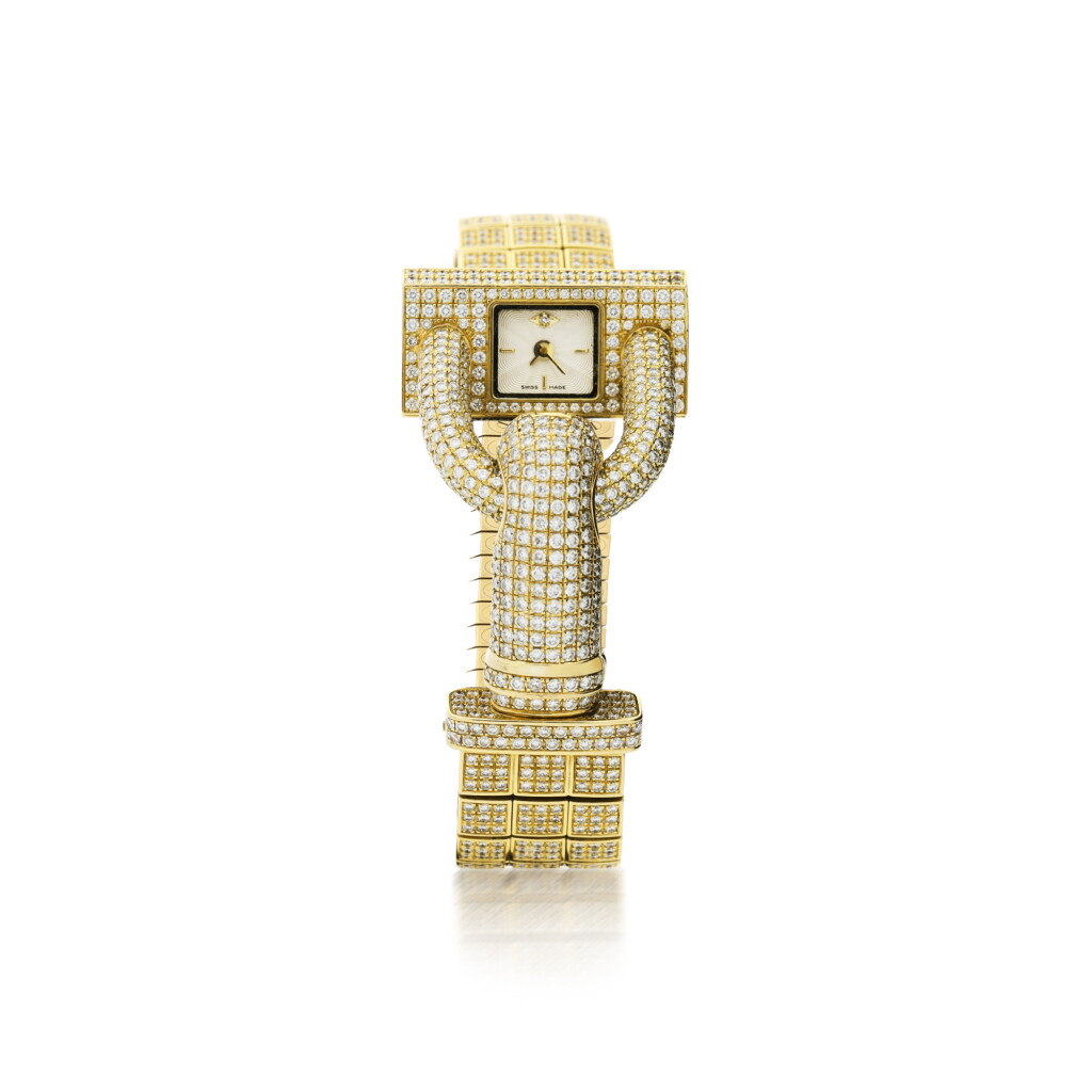 View full screen - View 1 of Lot 21. VAN CLEEF & ARPELS | CADENAS A YELLOW GOLD AND DIAMOND-SET BRACELET WATCH, CIRCA 2015.