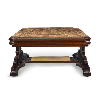 View full screen - View 1 of Lot 86. A George IV Stained Elm Library Centre Table with African Onyx Top, Circa 1825.