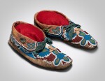 Pair of Southeastern Beaded Hide Moccasins, possibly Cherokee