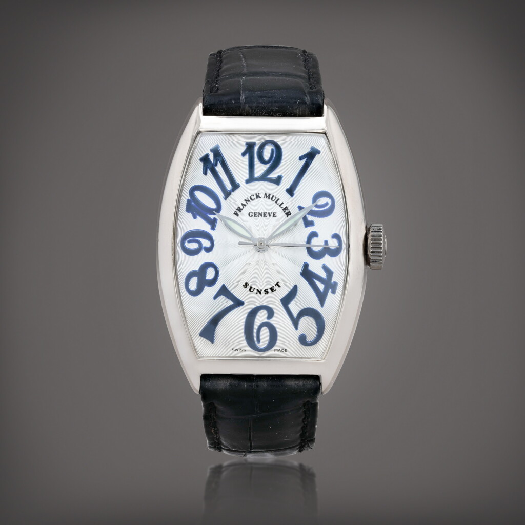 View full screen - View 1 of Lot 509. Sunset, reference 5850 SC Montre bracelet en or blanc | White gold ristwatch Vers 1995 | Circa 1995.
