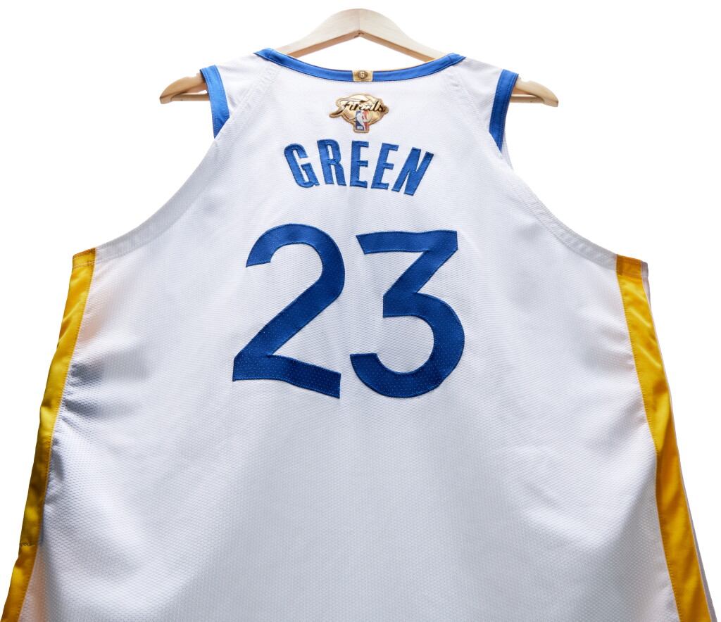Voir en plein écran - Voir 1 du lot 50. Draymond Green 2022 NBA Finals Golden State Warriors Game Worn Jersey | Game 2.