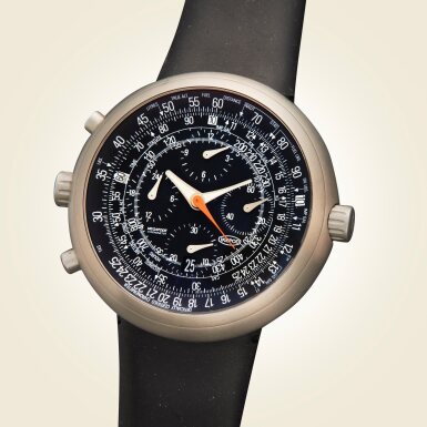 View full screen - View 1 of Lot 307. Megapode Chronograph | A limited edition titanium chronograph dual time wristwatch with date and rotating inner bezel, Circa 2000.