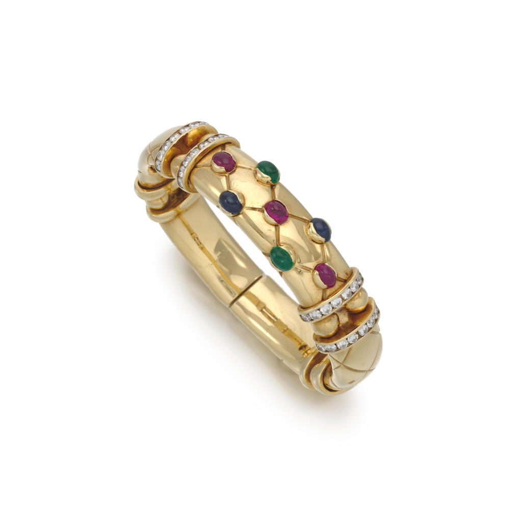 View full screen - View 1 of Lot 164. Gem set bangle | Bracciale gem set .