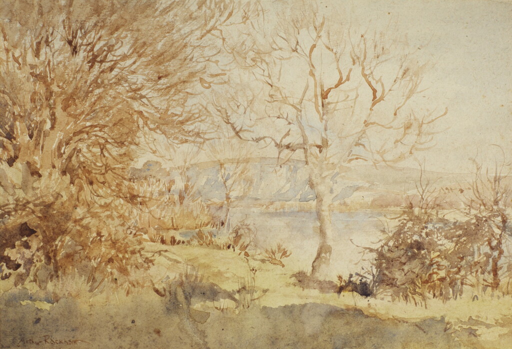 View full screen - View 1 of Lot 262. Rackham, Two landscape watercolours ("Sun and Shadow" and "Flooded River").