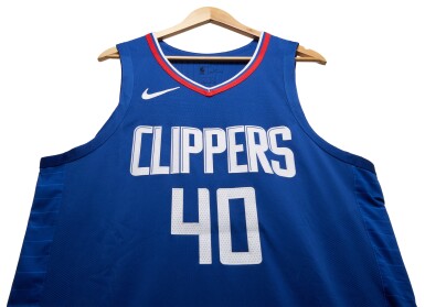 View full screen - View 1 of Lot 26. Ivica Zubac Los Angeles Clippers 2023-2024 Kia NBA Tip-Off Game Worn Icon Edition Jersey.