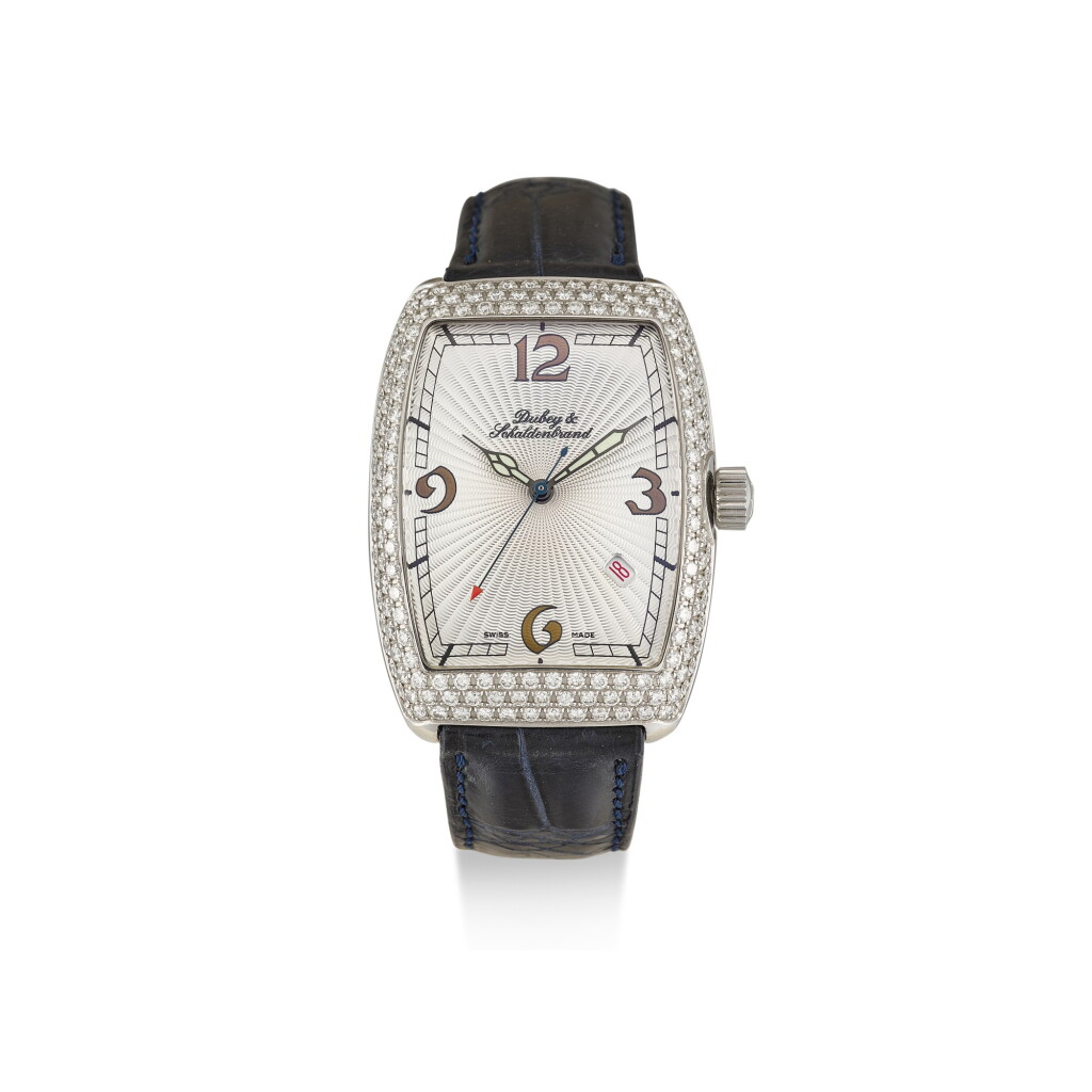 View full screen - View 1 of Lot 8270. DUBEY & SCHALDENBRAND | CELEBRITY A LIMITED EDITION STAINLESS STEEL AND DIAMOND-SET WRISTWATCH WITH DATE, CIRCA 2000.