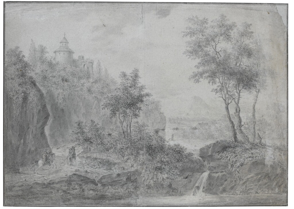 View full screen - View 1 of Lot 148. A landscape with two figures in the foreground.