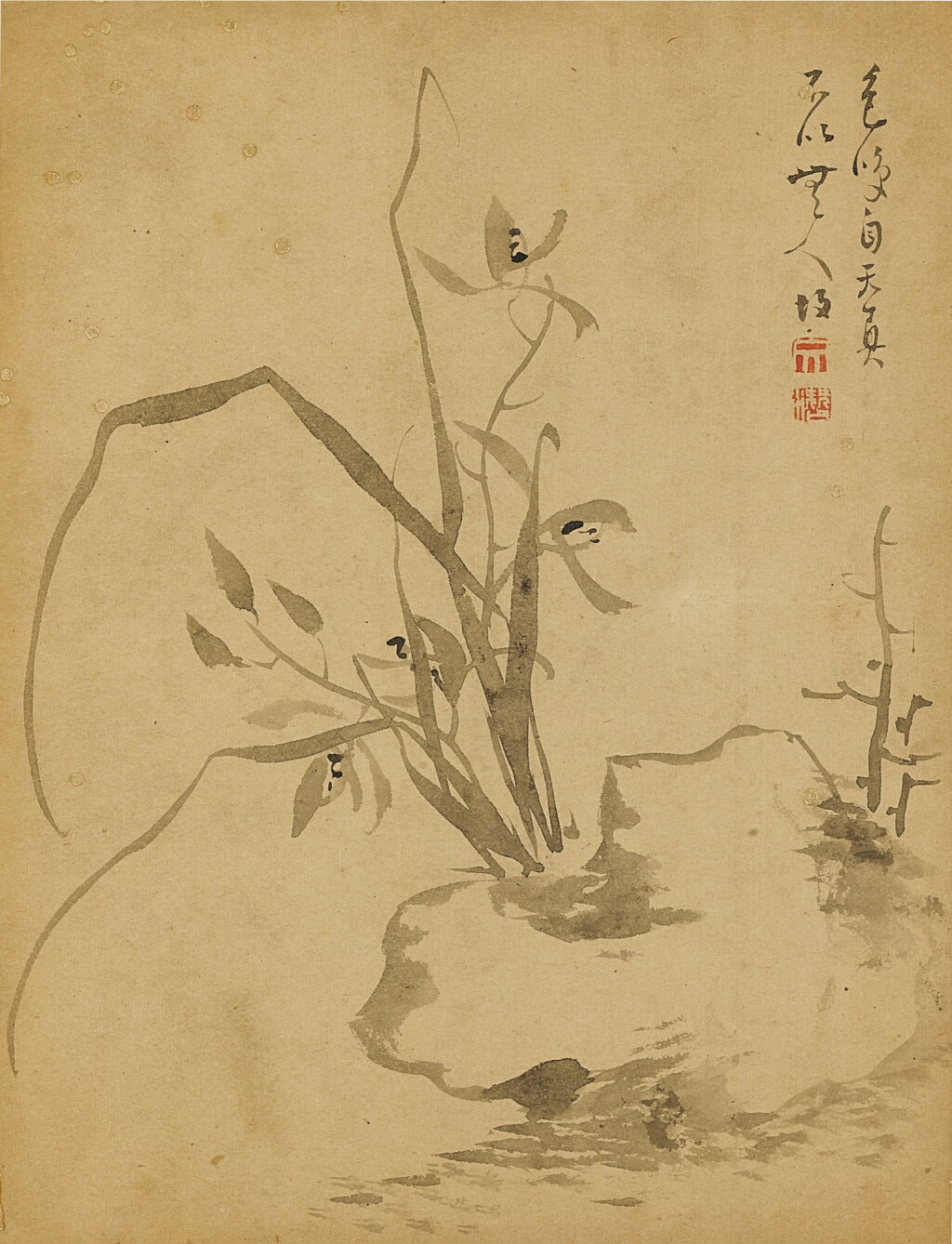 View full screen - View 1 of Lot 2571. 文潛(清) 墨蘭 | Wen Qian (Qing Dynasty), Ink Orchid.