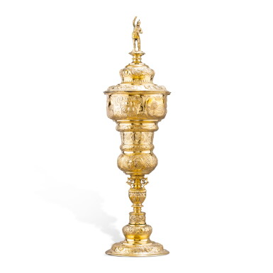 View full screen - View 1 of Lot 260. A large German silver-gilt cup and cover in the 17th century style, probably Hanau, circa 1910.