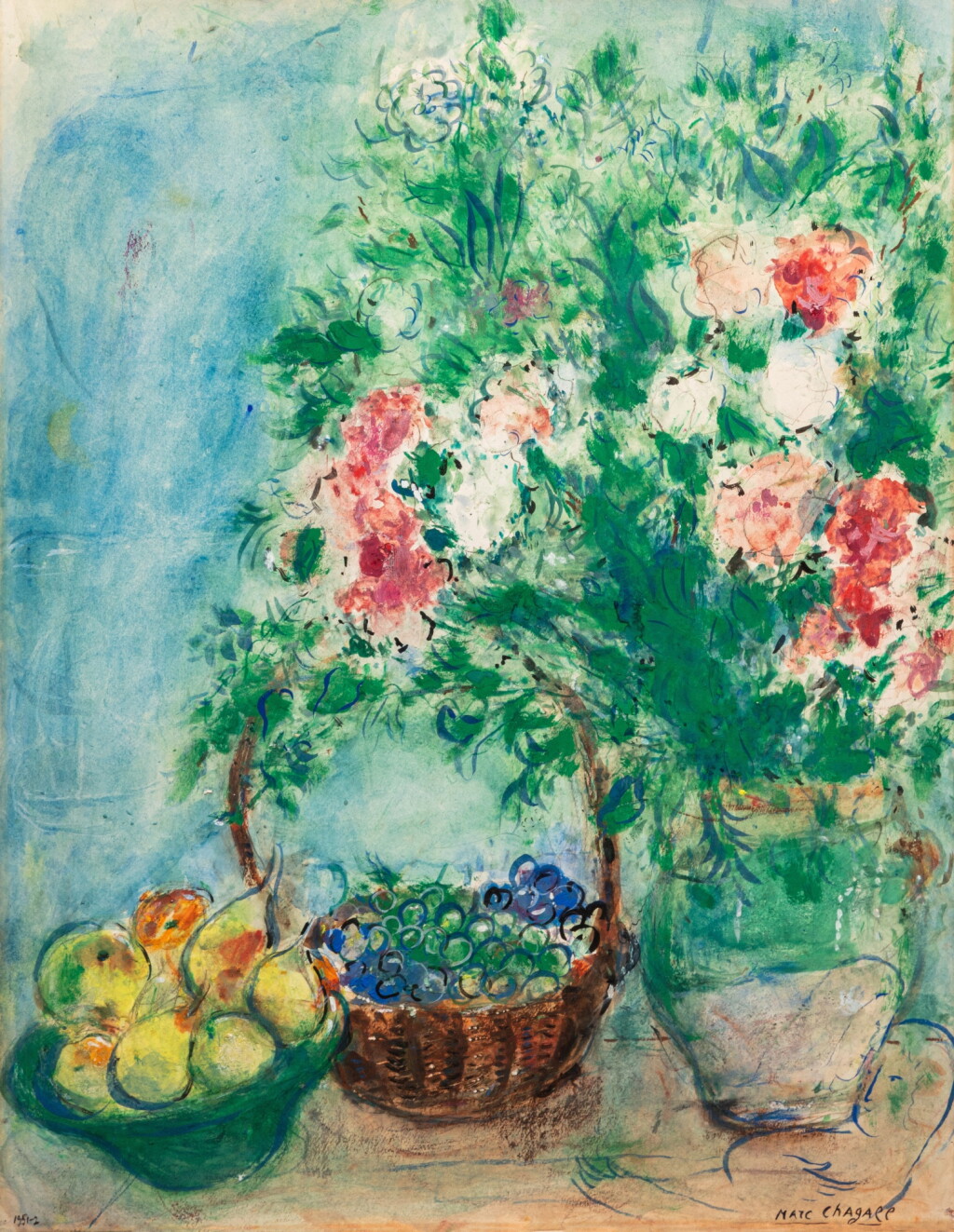 View full screen - View 1 of Lot 56. Fleurs, poires et raisins.