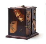 A FRENCH SMALL ROSEWOOD, MARQUETRY AND COPPER CABINET BY SORMANI, PARIS, CIRCA 1878 | PETIT CABINET EN PLACAGE DE PALISSANDRE, MARQUETERIE ET CUIVRE, PARIS, VERS 1878, PAR LA MAISON SORMANI