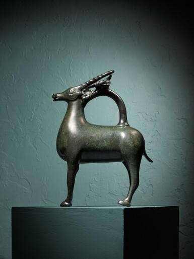 View full screen - View 1 of Lot 122. An Umayyad bronze buck, signed by Abdallah ibn Thabit, made for Ubaydallah ibn Jabir, probably Iraq, 8th century.