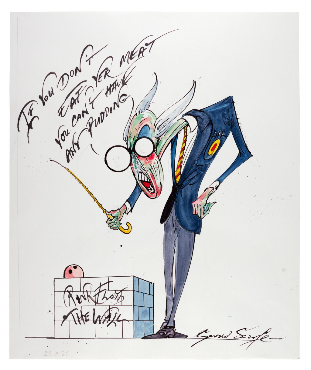 View full screen - View 1 of Lot 152. SCARFE | Pink Floyd's "The Wall" - Teacher ("If you don't eat yer meat..."), original drawing.