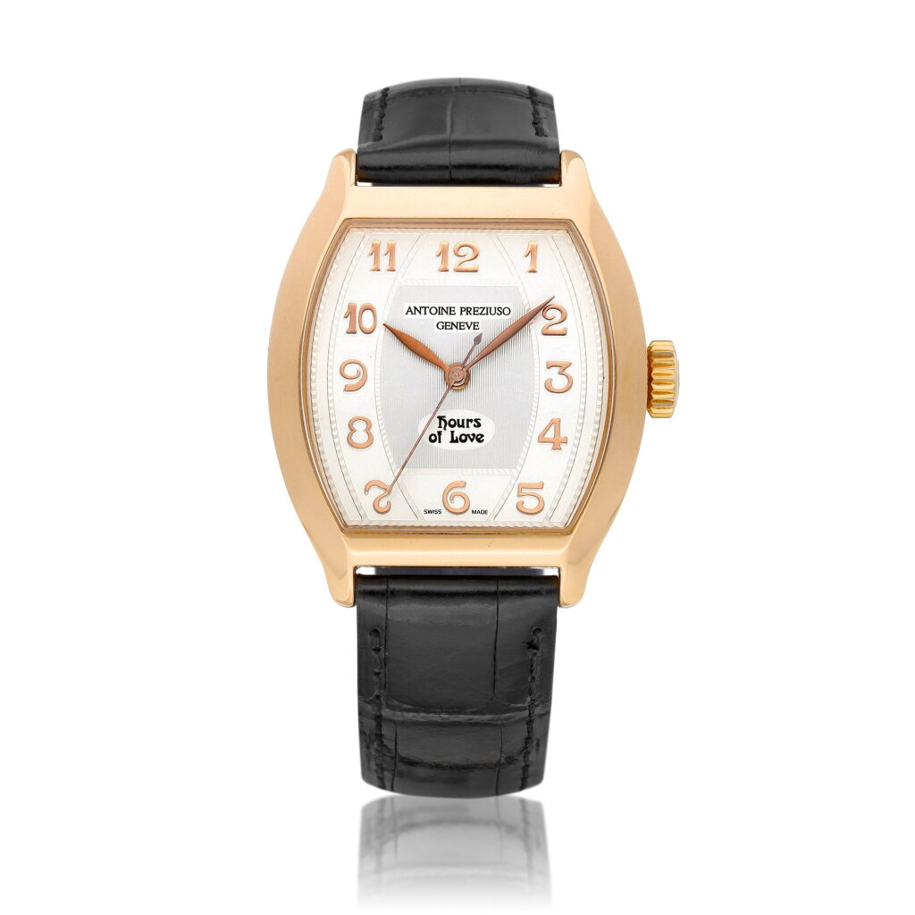View full screen - View 1 of Lot 8864. Hours of Love | A limited edition pink gold wristwatch with concealed erotic automaton, Circa 2000 | Hours of Love | 限量版粉紅金腕錶,備隱藏式春宮活動人偶,約2000年製.