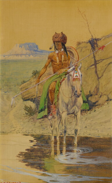 View full screen - View 1 of Lot 24. OLAF CARL SELTZER | WARRIOR AT THE WATERING HOLE.
