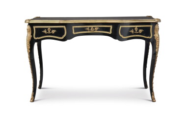 View full screen - View 1 of Lot 254. A LOUIS XV STYLE GILT BRONZE-MOUNTED EBONIZED BUREAU PLAT.