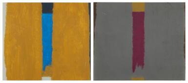 View full screen - View 1 of Lot 120. ROBERT M. KULICKE | IKON (OCHRE & BLUE) AND IKON (VIOLET & GREY): TWO WORKS.