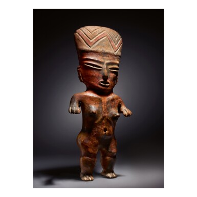 View full screen - View 1 of Lot 150. LARGE TLATILCO STANDING FEMALE FIGURE, MORELOS REGION EARLY PRECLASSIC, CIRCA 1200-900 BC.